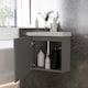 image 6 of AICA 395mm Matte Anthracite Bathroom Vanity Unit With Integrated Sink, 1 Door Soft-Close Place in the corner
