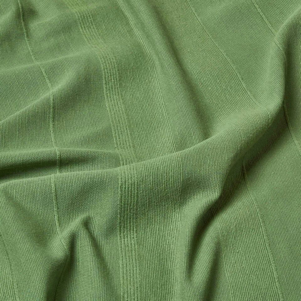 image 1 of Homescapes Cotton Rajput Ribbed Dark Olive Throw - 225 x 255 cm | Green