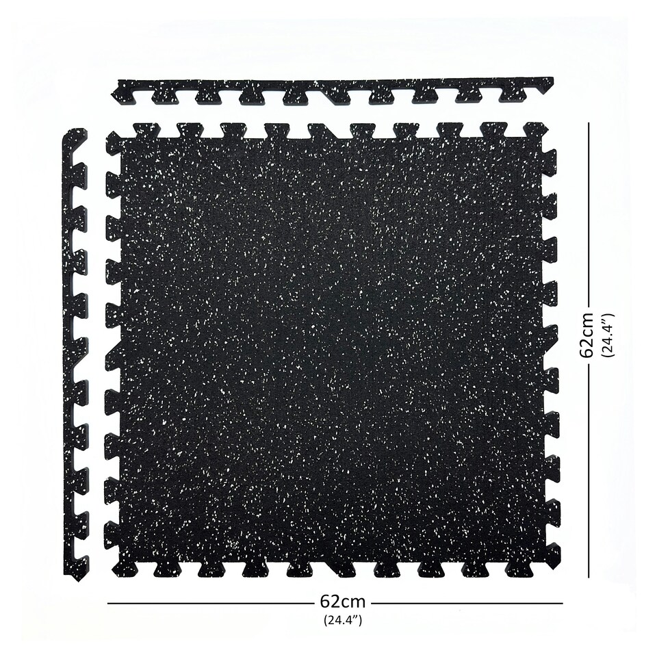 image 1 of 14mm Interlocking Rubber Topped EVA Foam Floor Mats - 62cm x 62cm Black | Pack of 32
