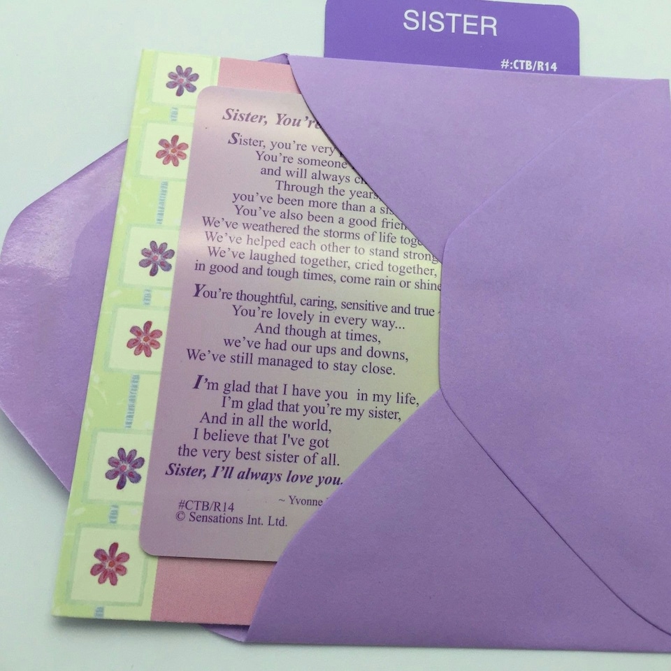 image 1 of Sister,You`re Precious To Me....Wallet Card (Sentimental Keepsake Wallet /Purse Card)