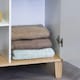image 3 of Showerdrape Varallo Matt White & Bamboo Floor Bathroom Cabinet with Display Shelves