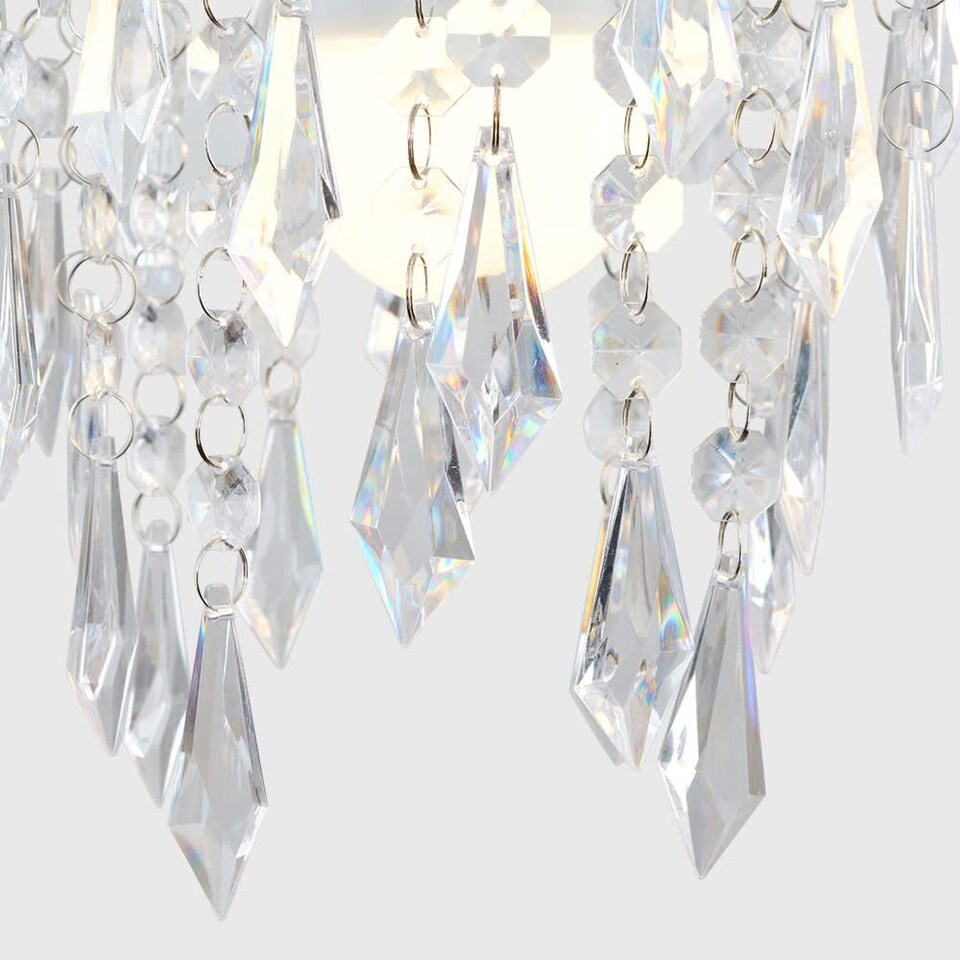 image 1 of ValueLights Pair Silver Ceiling Shade Acrylic Crystal Droplets | Chrome
