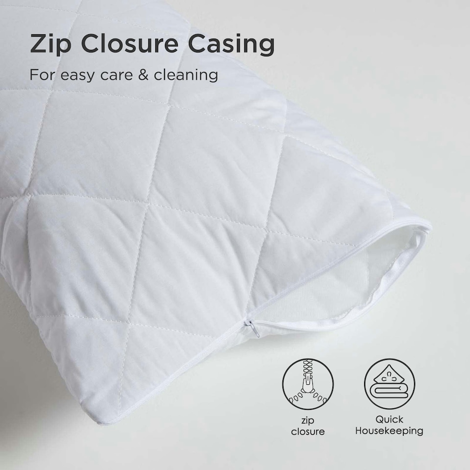 image 1 of Homescapes Cotton Rich Quilted Pillow Protectors - 40 x 80 cm - Pack of 4 White