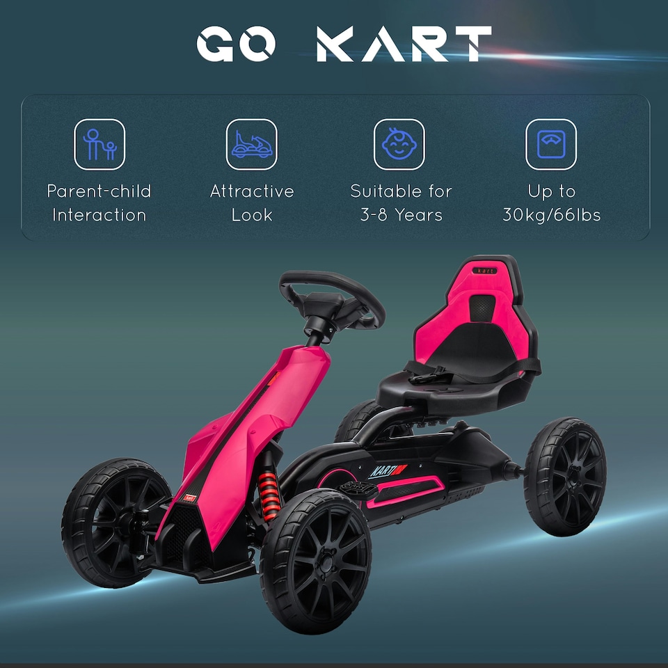 image 1 of HOMCOM Children Pedal Go Kart w/ Adjustable Seat, Handbrake - Pink