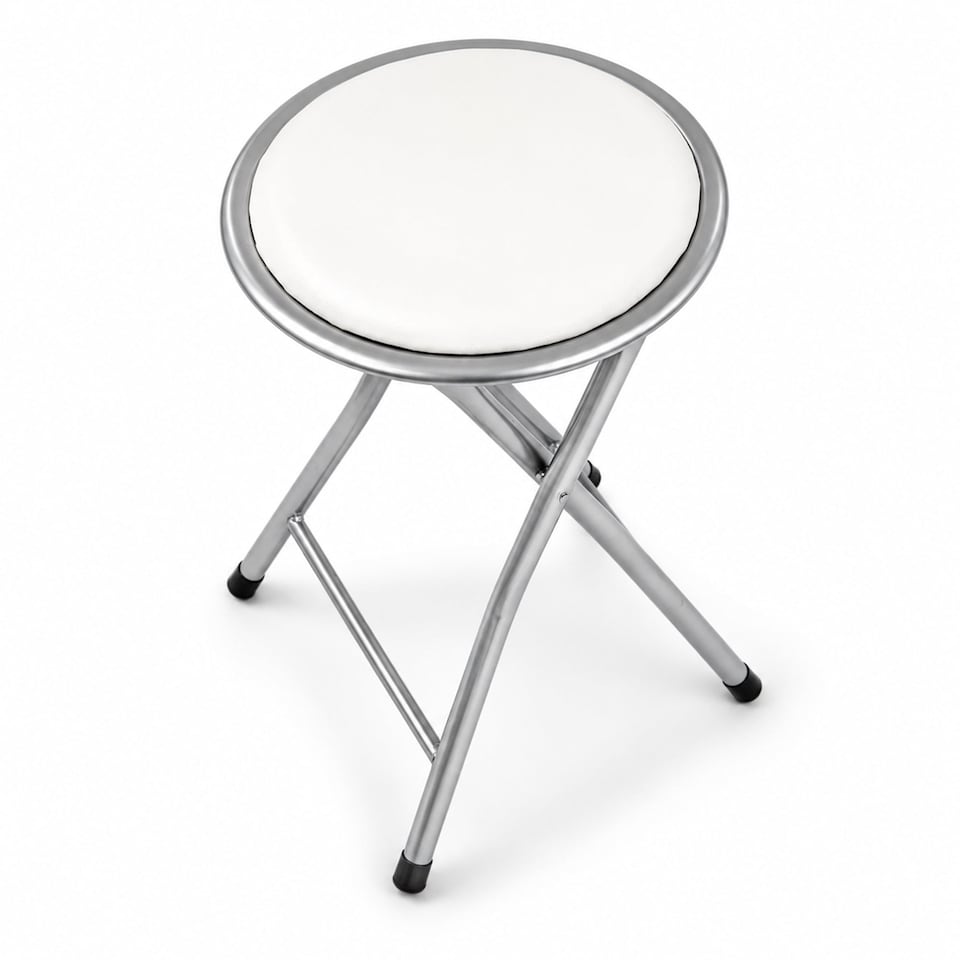 image 1 of White Padded Folding Breakfast Kitchen Bar Stool Seat | White