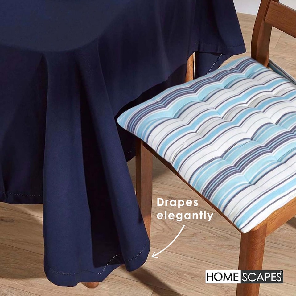 image 1 of Homescapes Navy Blue Tablecloth - 178 x 300 cm | Blue | Navy Blue