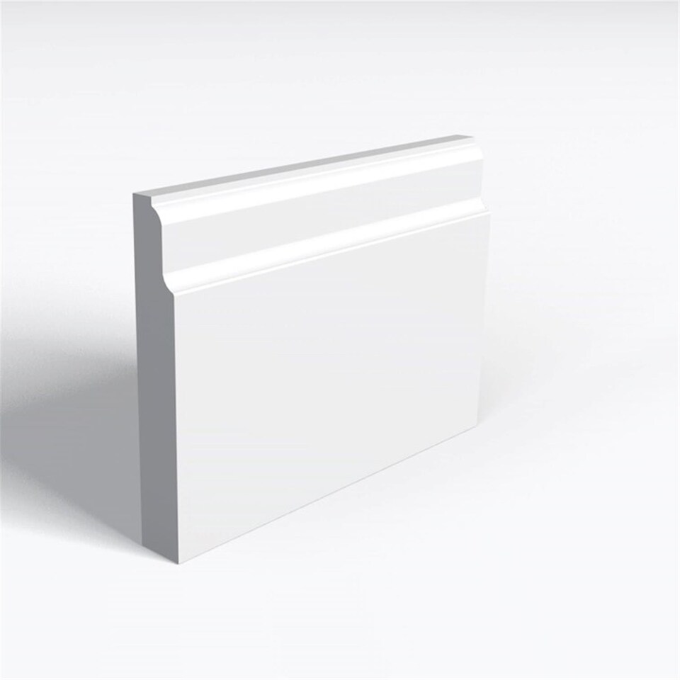 Pack of 15 (Total 15 Units) - MDF Primed Fluted Lambstongue Skirting Board & Rebate - 25mm (T) x 94mm (H) x 3050mm (L)