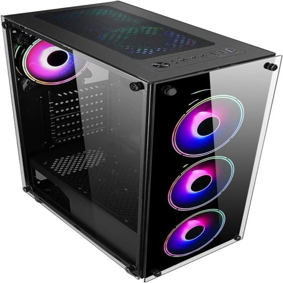 image 1 of CiT Mirage F6 Mid Tower ATX Gaming PC Case - Black&nbsp; Black
