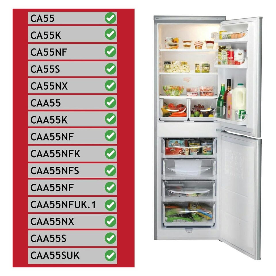 image 1 of SPARES2GO Plastic Drawer Flap Front Handle for Indesit CA55 CAA55 Series Fridge Freezer (Pack of 2) Clear