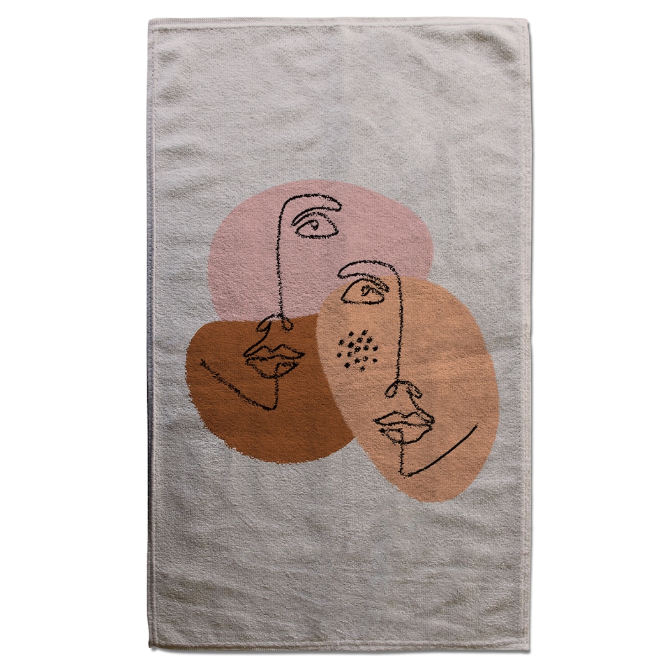 image 1 of modern contemporary minimalist woman portrait Designer Bath Towel | Multi