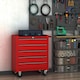 image 2 of HOMCOM 5 Drawer Tool Box, Lockable Steel Tool Chest on Wheels, Rolling Chest Cabinet with 5 Drawers and Handle for Workshop, Garage, Red | Red | 1