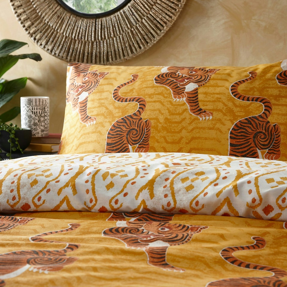 image 1 of furn. Tibetan Tiger Tribal Super King Duvet Cover Set