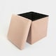 image 5 of OHS Matte Velvet Soft Foldable Cube Footstool Seat Storage Organiser Ottoman Cream | Natural