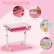 image 9 of HOMCOM Kids Desk and Chair Set w/ Drawer, Pen Slot Hook - Pink Grey
