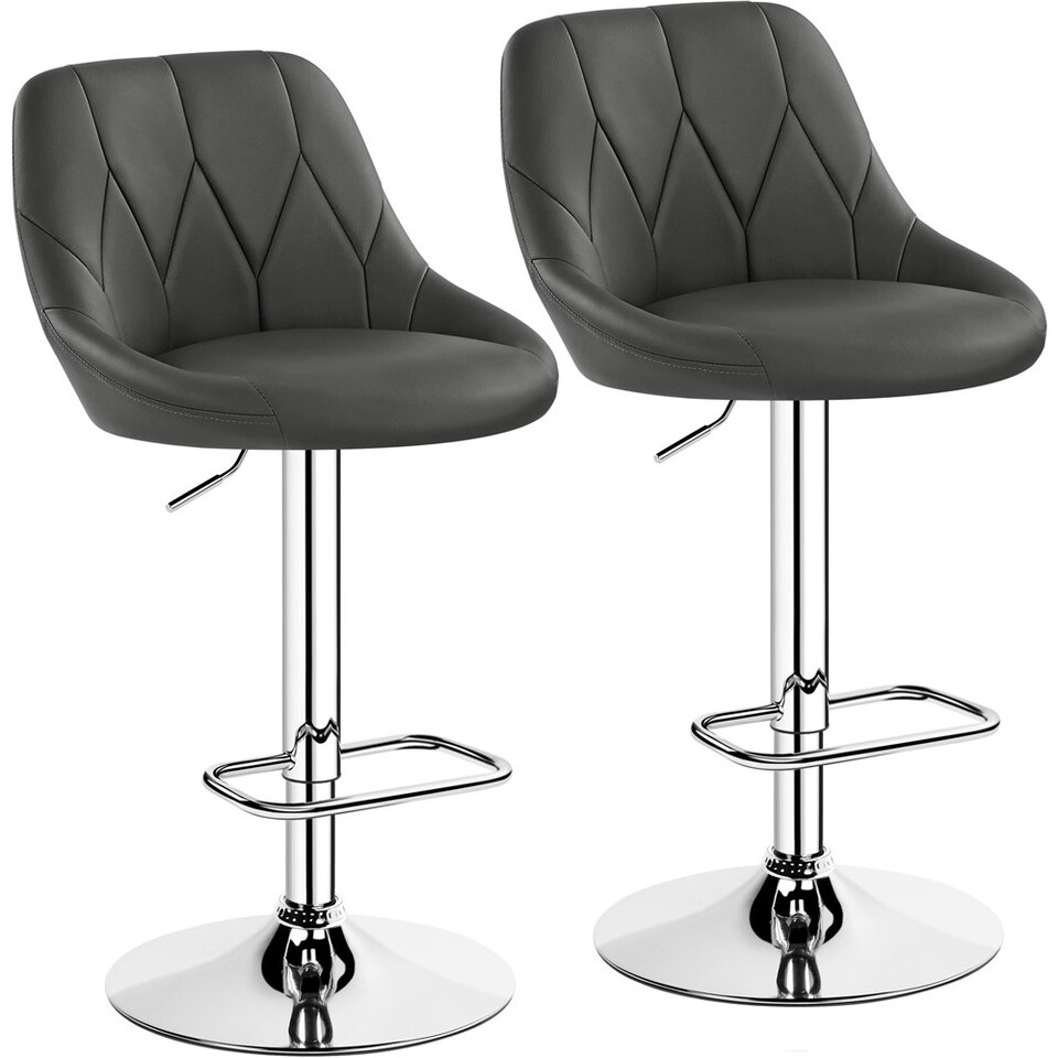 image 1 of Yaheetech  Set of 2 Faux Leather Swivel Bar Stools