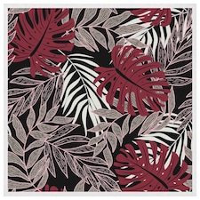 Tropical leaves in red, white & grey (Picutre Frame) White | M