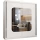 image 1 of Modern Mirror Sliding Wardrobe with Gloss Strips & Storage