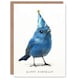 image 1 of Cute Blue Bird With a Party Hat Painting Birthday Card