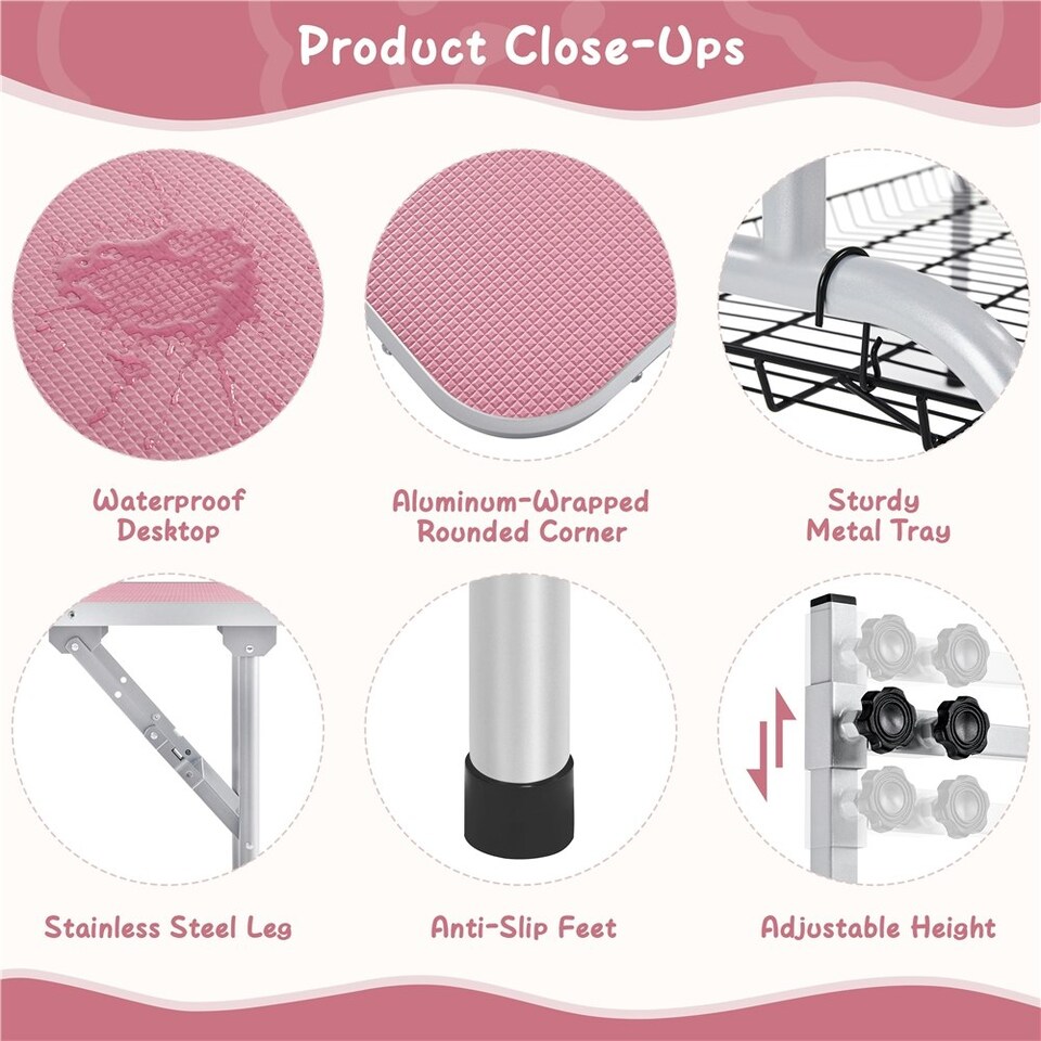 image 1 of Yaheetech 91 cm wide Pet Grooming Table with Loop Noose Pink
