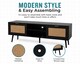 image 5 of Modern Black Rattan TV Stand Cabinet with Two Cupboards and Shelves TV Unit - W150 x D40 x H52cm