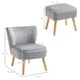 image 8 of HOMCOM Velvet-Feel Accent Chair w/ Ottoman Tub Seat Padding Wood Legs Light Grey