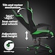 image 5 of Alivio Ergonomic Gaming Chair with Massage Lumbar Cushion & Retractable Footrest, PU Leather Video Game Chair (Green)