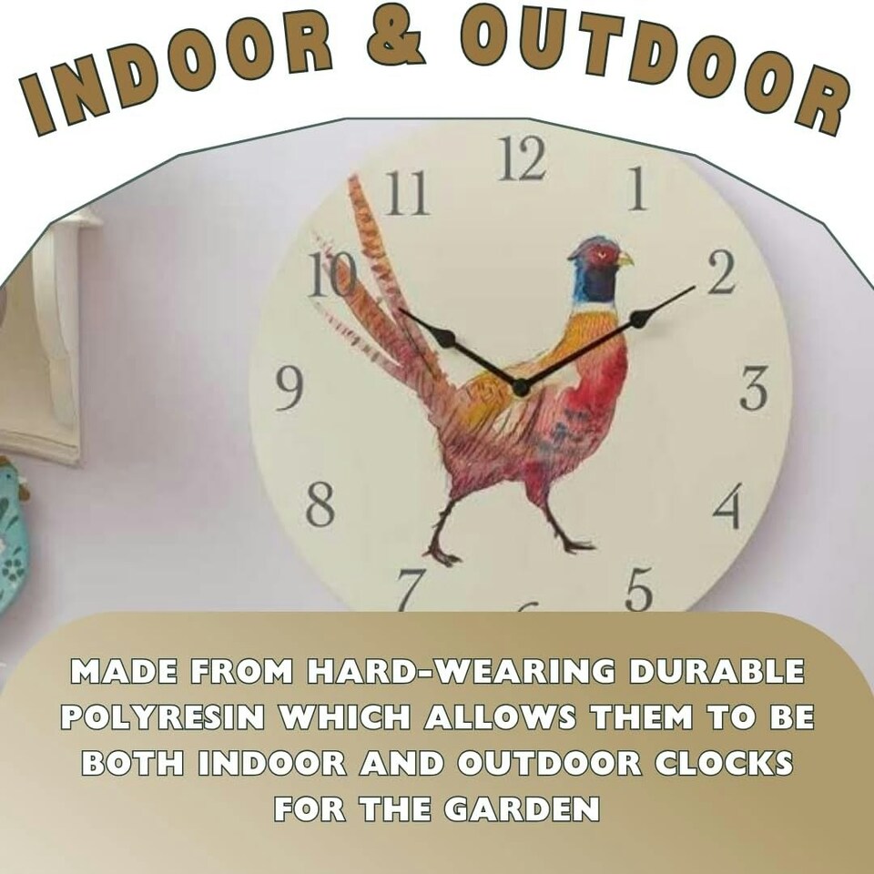 image 1 of Marco Paul 30cm Hand Painted Pheasant Clock Multi