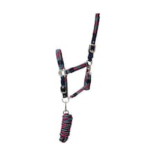 Hy Horse Headcollar and Leadrope - Navy/Raspberry/Sea Blue - Full