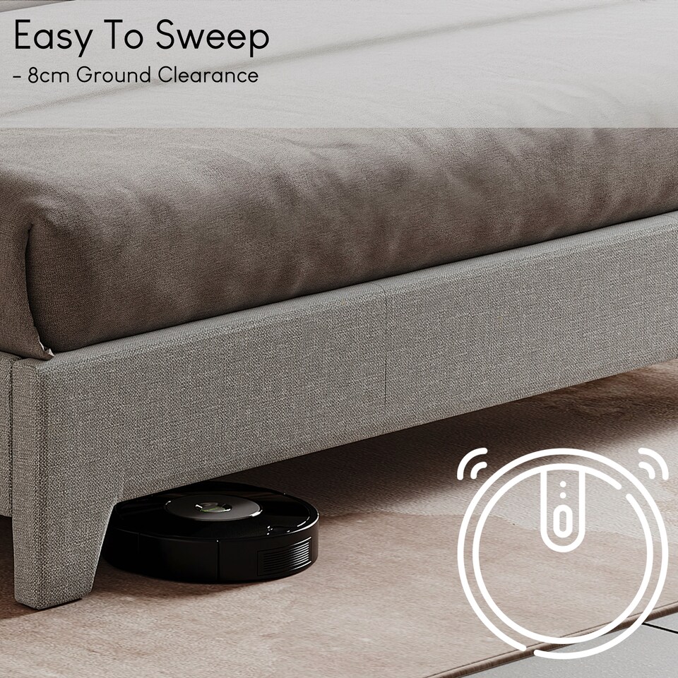 image 1 of Vida Designs Victoria 5ft King Size Bed Fabric Upholstered, Light Grey Linen, 150 x 200cm