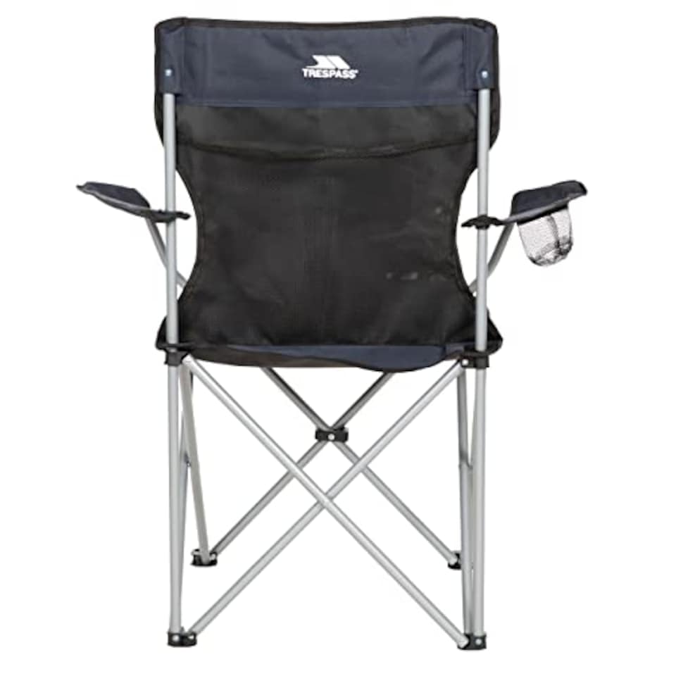 image 1 of Trespass Folding Chair Cup Holder Fishing Camping Garden Picnic Seat Settle