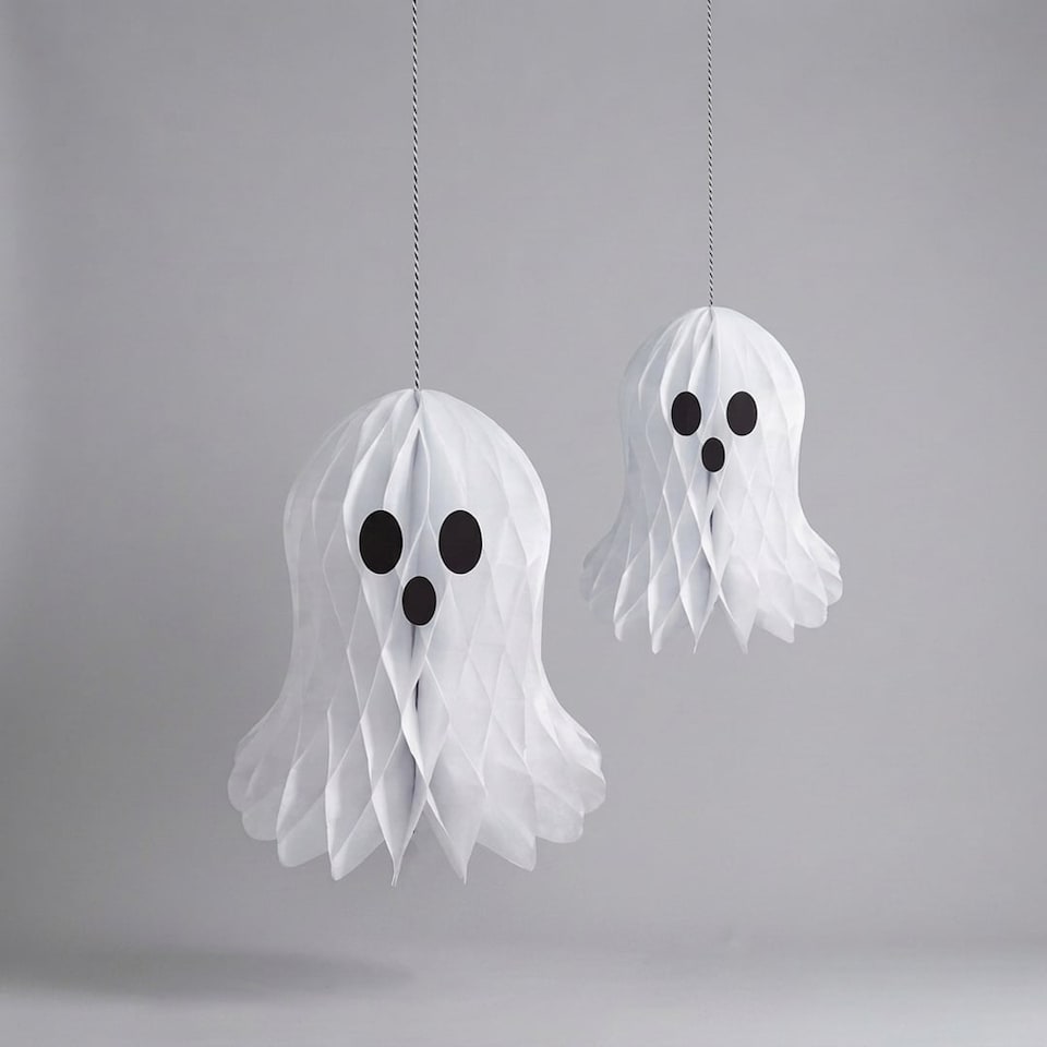 image 1 of Ghost Honeycomb Paper Halloween Decorations - Pack of 2
