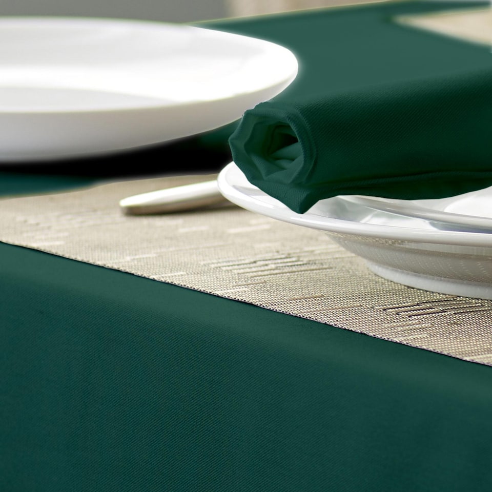 image 1 of Polyester Plain Circular Tablecloth-Dark Green-132cm