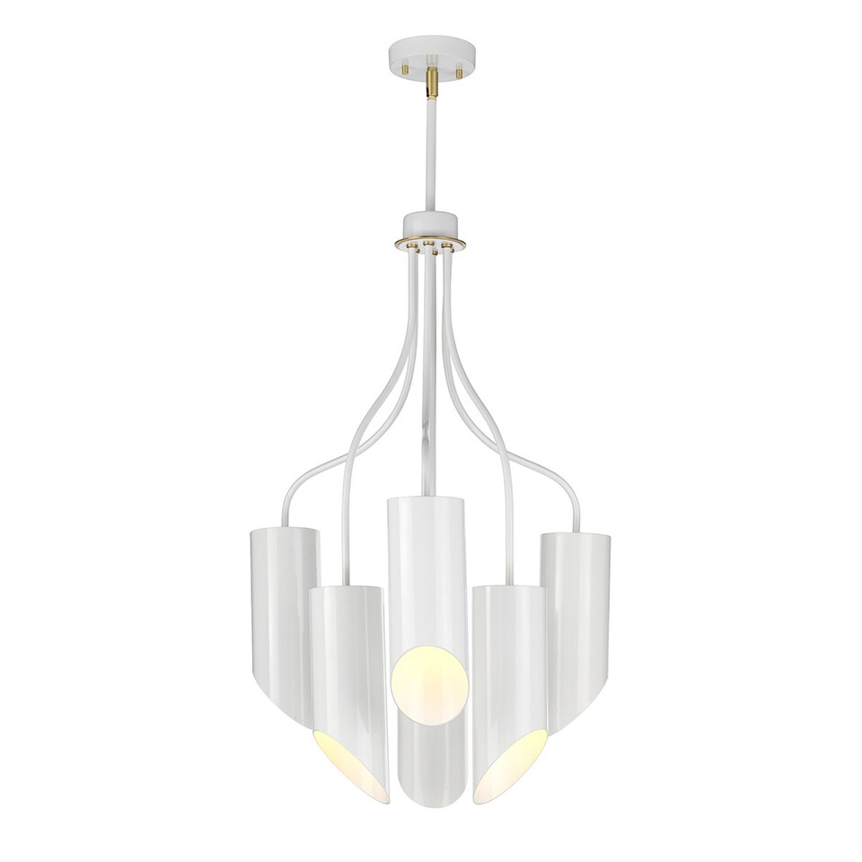 Quinto 6 Light Multi Arm Ceiling Pendant White Aged Brass, E27