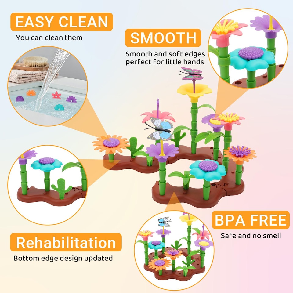 image 1 of 54 PCS DIY Flower Garden Toy Creative Building & Planting Set for Girls