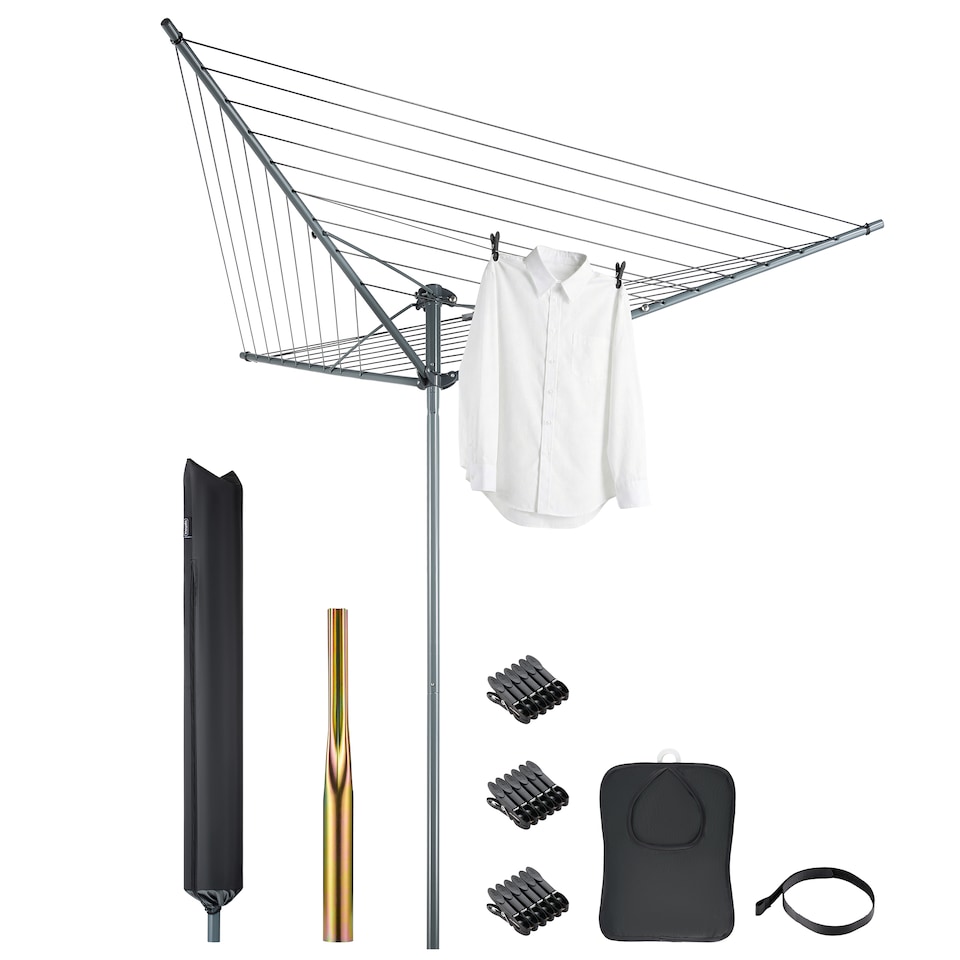 image 1 of Vonhaus Rotary Washing Line 30m, 3 Arm Outdoor Clothes Airer