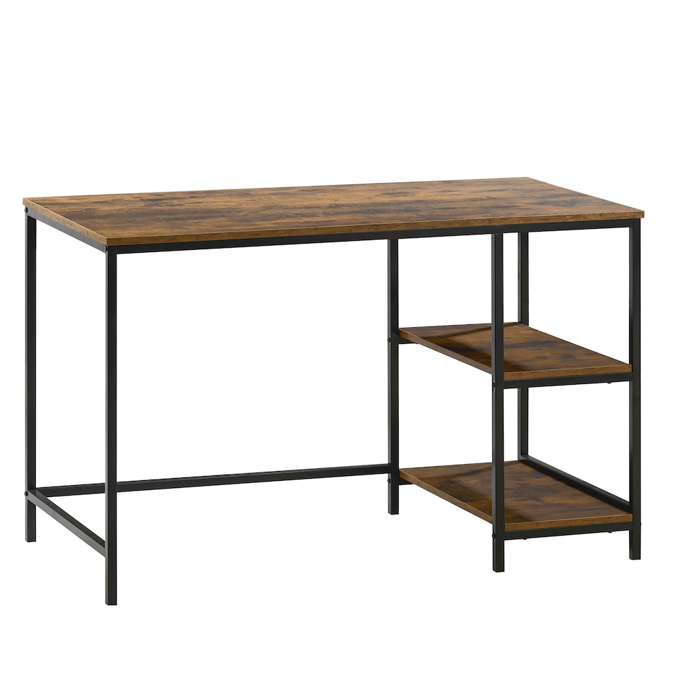 image 1 of Vida Designs Brooklyn Computer Desk 2 Shelves Home Office Workstation, Dark Wood