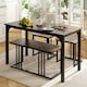 image 8 of COSTWAY 4-Piece Dining Table Set W/ Bench & 2 Stools Grey