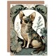 image 1 of Dog Lover Floral Pattern Chihuahua Art Nouveau Animal Greeting Card