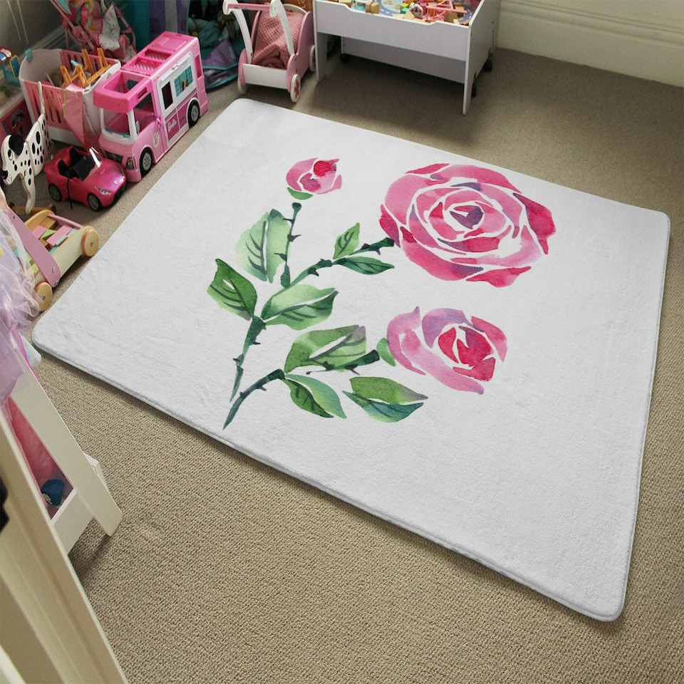 image 1 of Rose Print (Rug) Pink | Large: 140x200cm