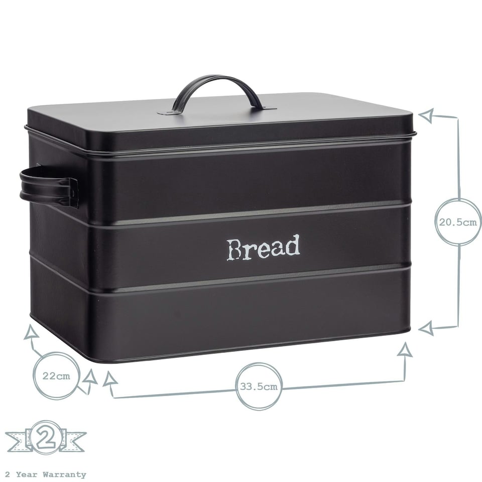 image 1 of Harbour Housewares Vintage Metal Kitchen Bread Bin Kitchen Caddy Kitchen Storage Containers Canister