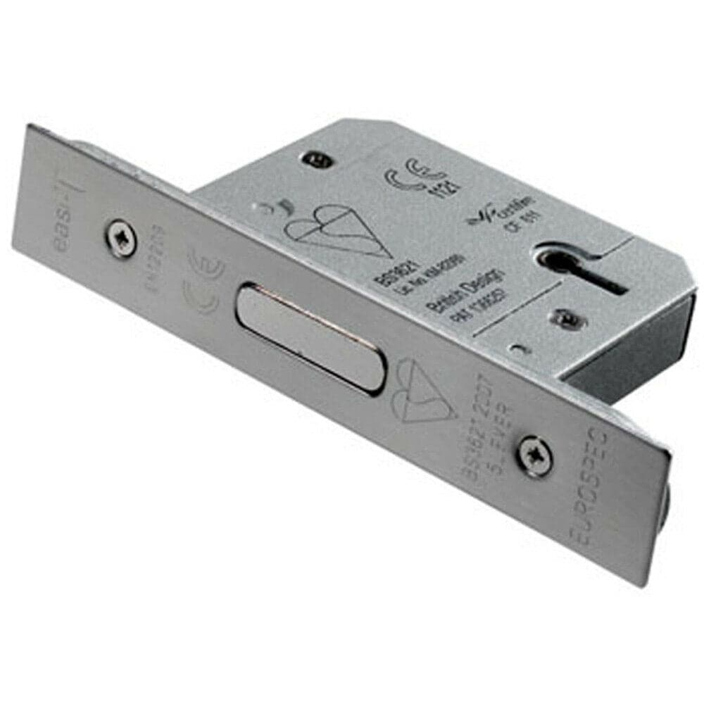 Loops 64mm 5 Lever Mechanism BS Deadlock Satin Stainless Steel Door Security Latch in Metallics