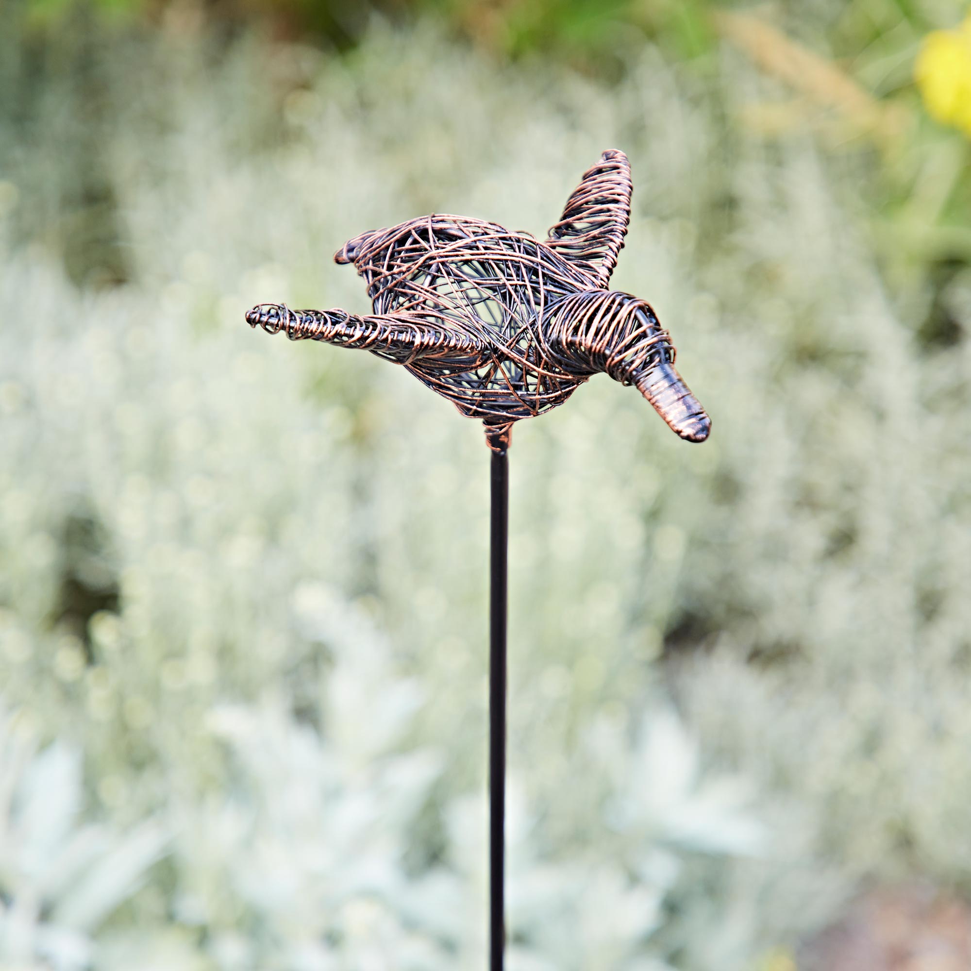 Paper High Wire Duck Garden Stake Decoration in Bronze