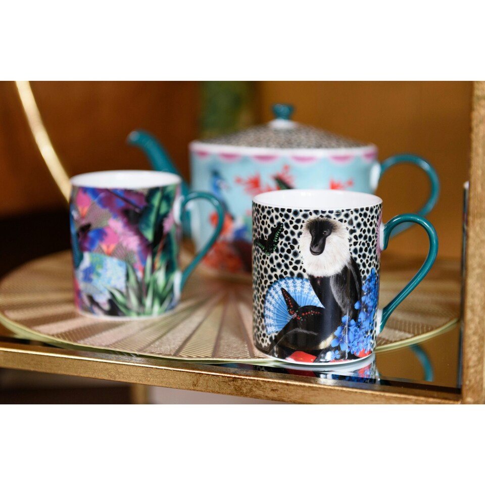 image 1 of Mikasa x Sarah Arnett Porcelain Mug, 350ml, Monkey Print Multi