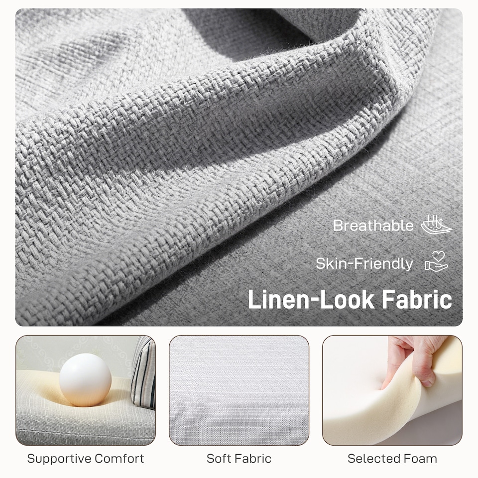 image 1 of HOMCOM Convertible Chair Bed, 3-in-1 Linen Sleeper Chair with Adjustable Backrest, Pillow, for Living Room, Bedroom, Light Grey