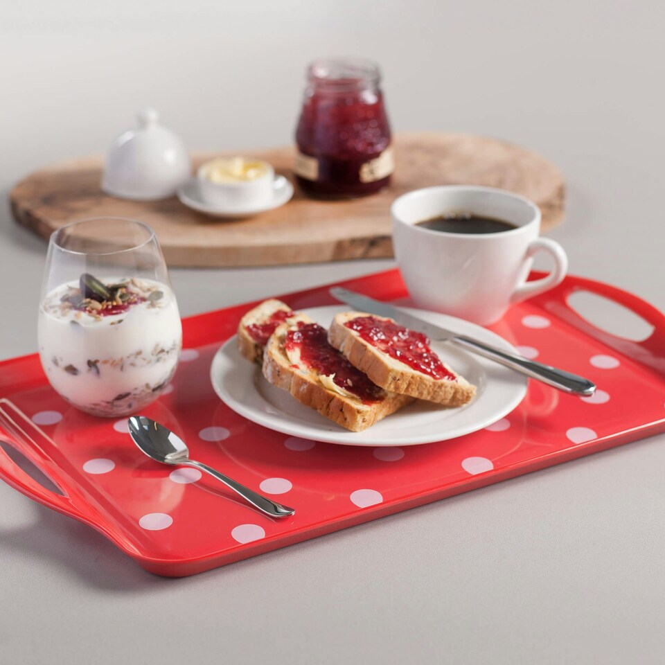 image 1 of Melamine Dotty Tray, Large | Cream | Cream