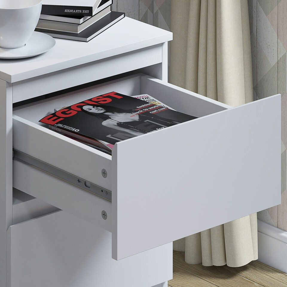 image 1 of FWStyle Stora 2 Drawer Bedside Cabinet - Matt White