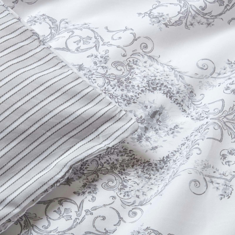 image 1 of Homescapes French Toile Patterned Duvet Cover Set, Super King | Grey