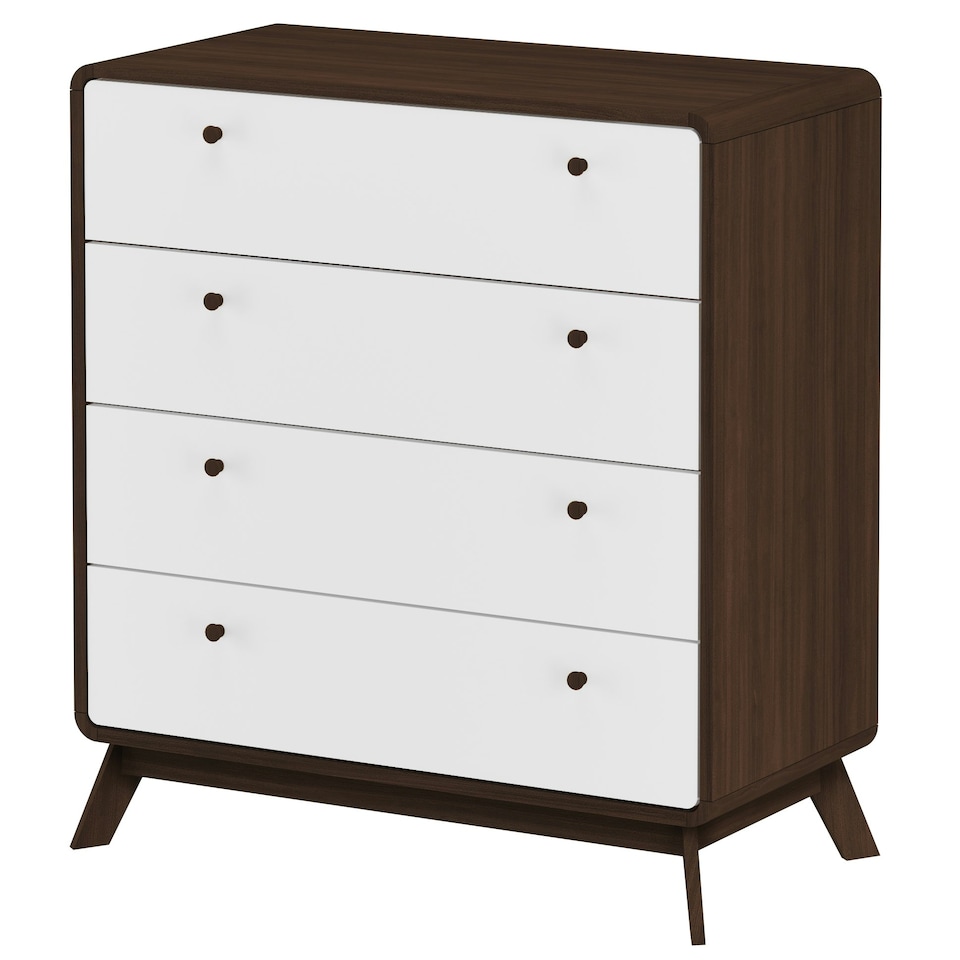 image 1 of LOFT24 Cassie 4 Drawer Dresser WalnutWhite Brown | Walnut/White