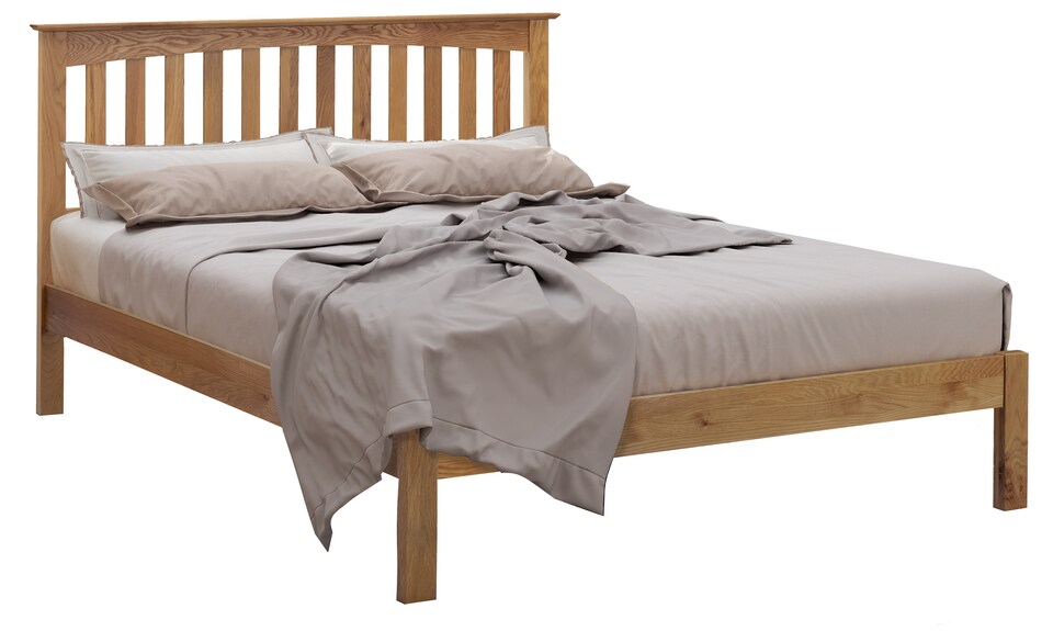 image 1 of 4ft Small Double Real oak,Solid,strong,wood bed frame.Low foot end wooden bedstead | Clear
