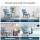 image 7 of HOMCOM Fabric Single Sofa Upholstered with Pillow Wood Leg Blue